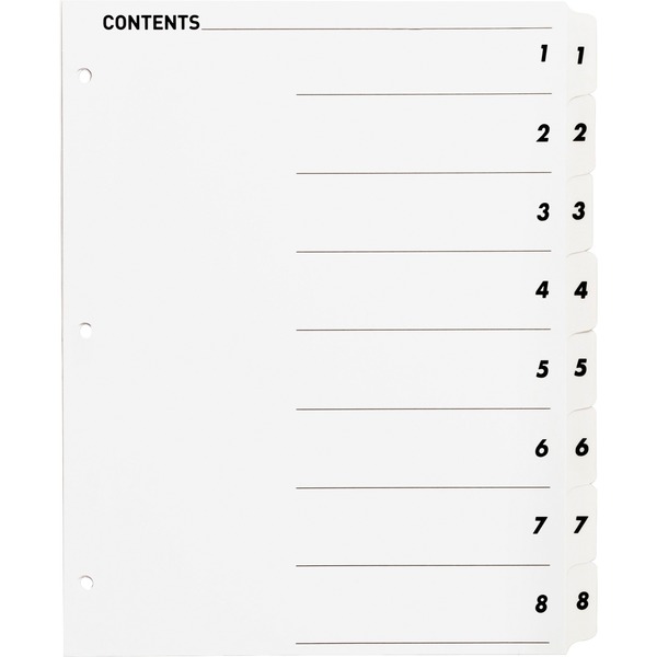 Business Source Table of Content Quick Index Dividers Printed Tab(s), PK8 05853